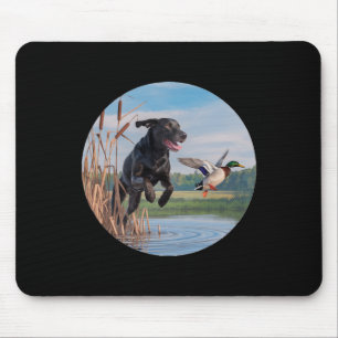 Hunting Black Labrador Lab Dog Hunting Ducks. Bird Mouse Pad