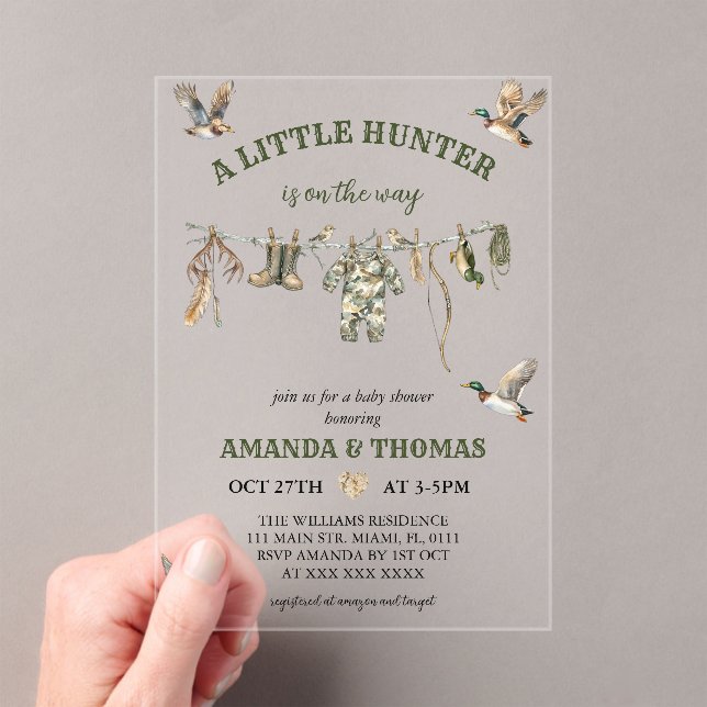 Hunting Boy Baby Shower  Acrylic Invitations (Insitu (Handheld))
