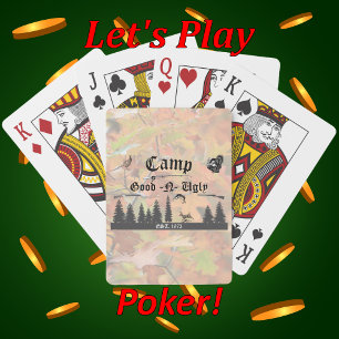 Hunting Cabin Woodland Scenes Camp Name Poker Cards