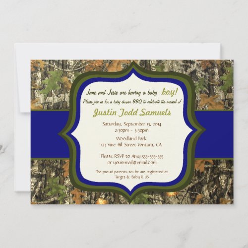 Hunting Camo Baby Boy Shower Invitation