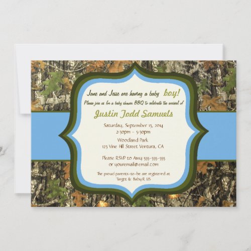 Hunting Camo Baby Boy Shower Invitation