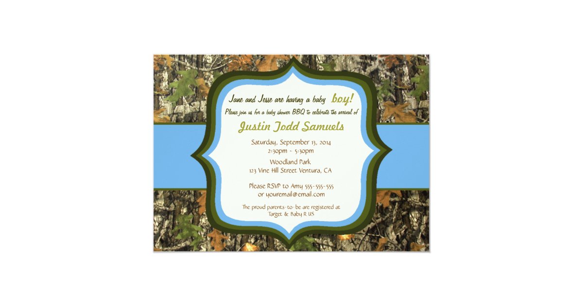 Hunting Camo Baby Boy Shower Invitation Zazzle Com
