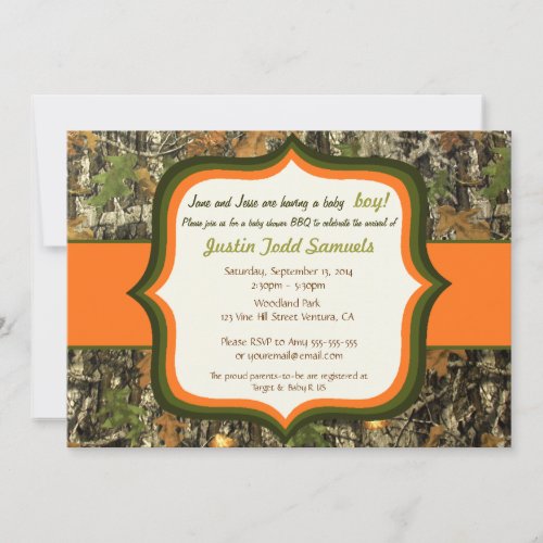 Hunting Camo Baby Boy Shower Invitation