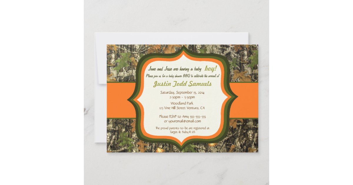 Hunting Camo Baby Boy Shower Invitation Zazzle