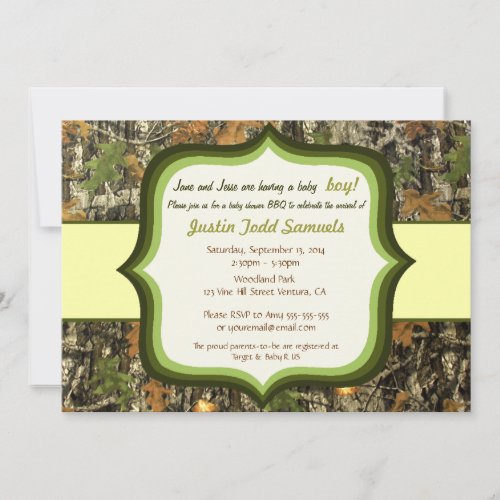 Hunting Camo Baby Boy Shower Invitation