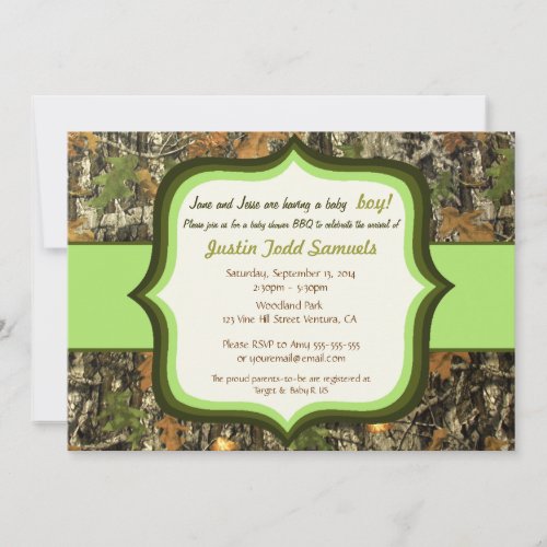 Hunting Camo Baby Boy Shower Invitation