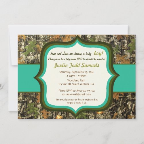 Hunting Camo Baby Boy Shower Invitation