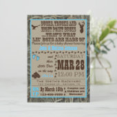 Hunting Camo Baby Boy Shower Invitations Blue (Standing Front)