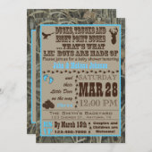Hunting Camo Baby Boy Shower Invitations Blue (Front/Back)