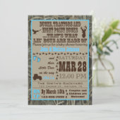 Hunting Camo Baby Boy Shower Invitations Blue Trac (Standing Front)