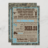 Hunting Camo Baby Boy Shower Invitations Blue Trac (Front/Back)