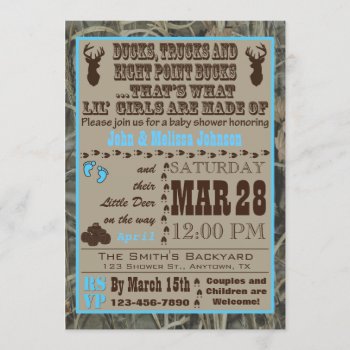Hunting Camo Baby Boy Shower Invitations Girl by aaronsgraphics at Zazzle
