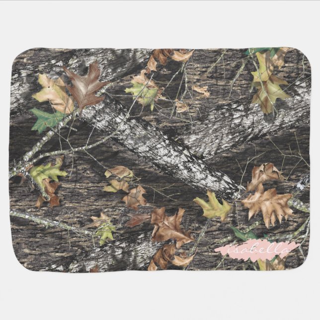 Hunting Camo Baby Pink Deer Baby Blanket (Horizontal)