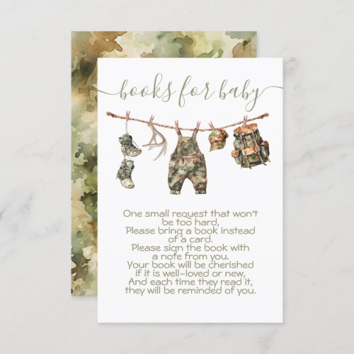 Hunting Camo Baby Shower books for baby Invitation