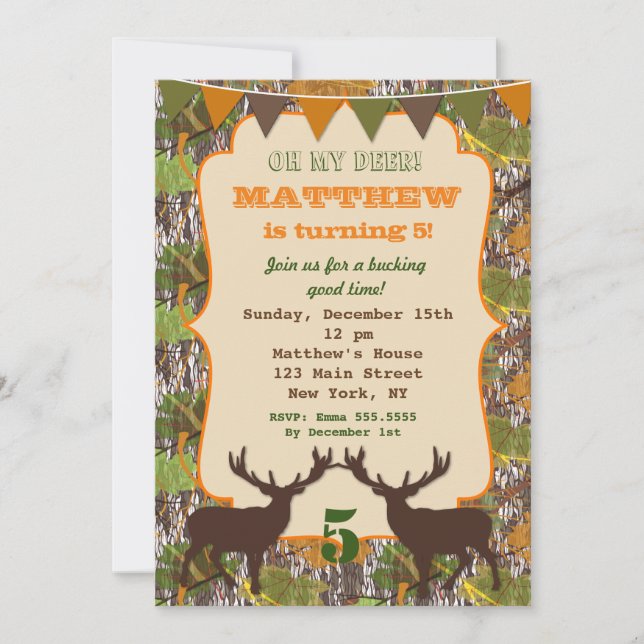 Hunting Camo Birthday Party Invitations (Front)