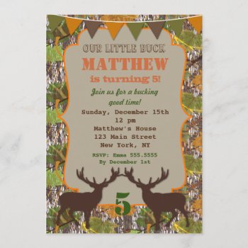 Hunting Camo Birthday Party Invitations by SugarPlumPaperie at Zazzle