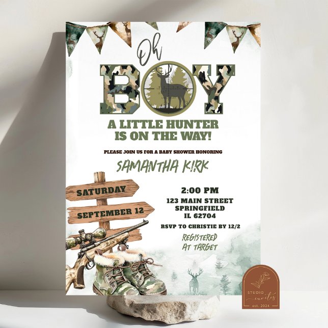 Hunting Camo Boy Baby Shower Invitation (Creator Uploaded)