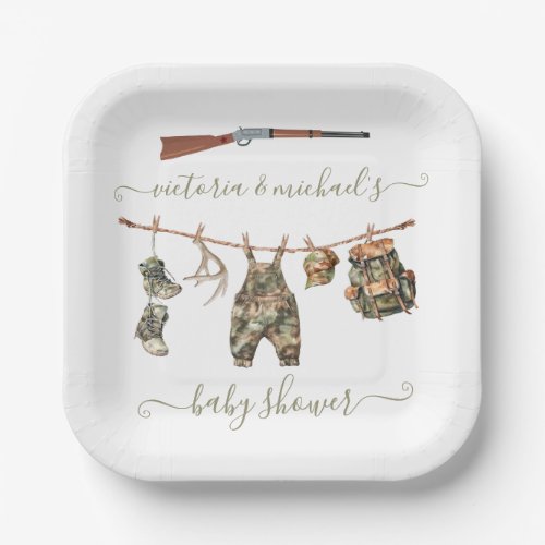 Hunting Camo Boy Baby Shower Paper Plates