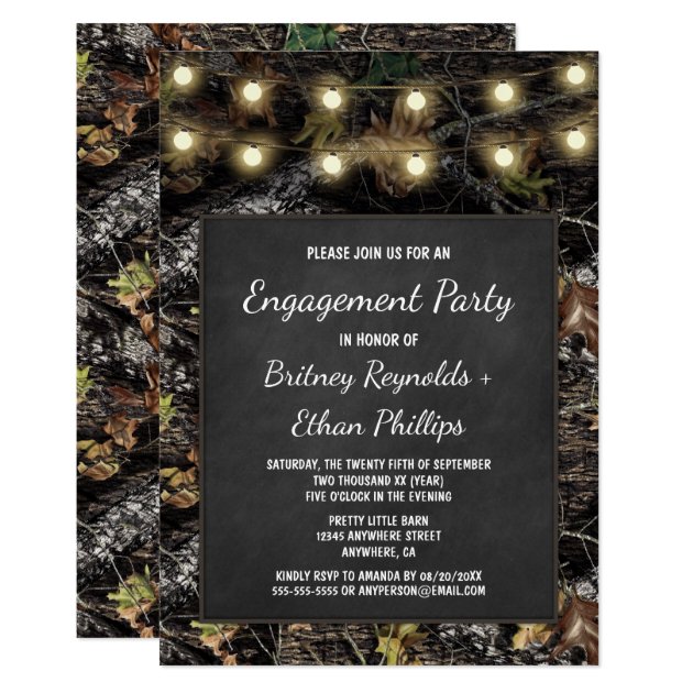 Hunting Camo + Chalk Engagment Party Invitations