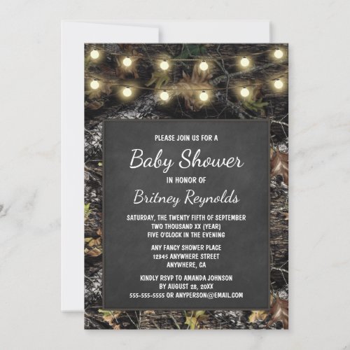 Hunting Camo Chalkboard Baby Shower Invitations