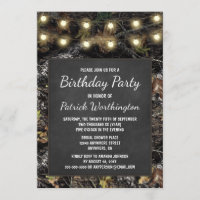 Hunting Camo Chalkboard Birthday Party Invitations