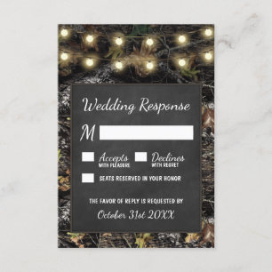 Hunting Camo Chalkboard Rustic Wedding RSVP Cards