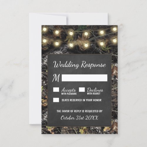 Hunting Camo Chalkboard Rustic Wedding RSVP Cards