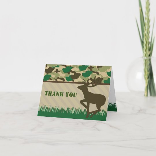 Hunting Camo Deer Thank You Note Cards | Zazzle.com