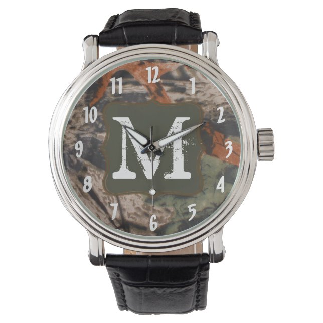 Hunting Camo Hunters Camouflage Real Leaf Watch (Front)