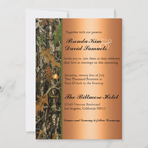 Hunting Camo Leaves Wedding Invitation