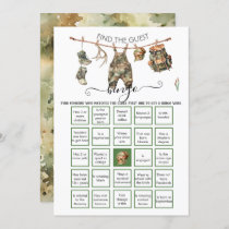 Hunting Camo little hunter Find the Guest BINGO  Invitation