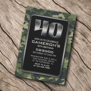 Hunting Camo Military 40th Birthday Invitation