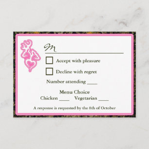 Hunting Camo Pink Custom Wedding RSVP Invitation