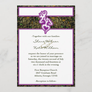 Hunting Camo Purple Custom Outline Color Invite