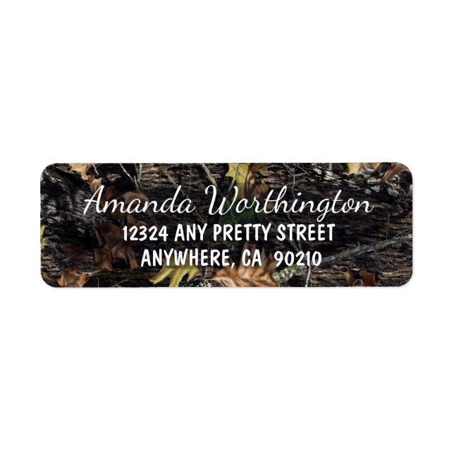 Hunting Camo Rustic Wedding Return Address Labels (Front)
