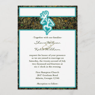 Hunting Camo Turquoise Custom Outline Color Invite