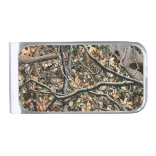 Hunting Camouflage Pattern 9 Silver Finish Money Clip