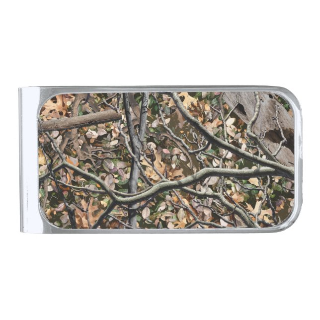 Hunting Camouflage Pattern 9 Silver Finish Money Clip (Front)