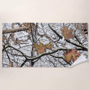 Hunting Camouflage Snow Pattern 2 Beach Towel