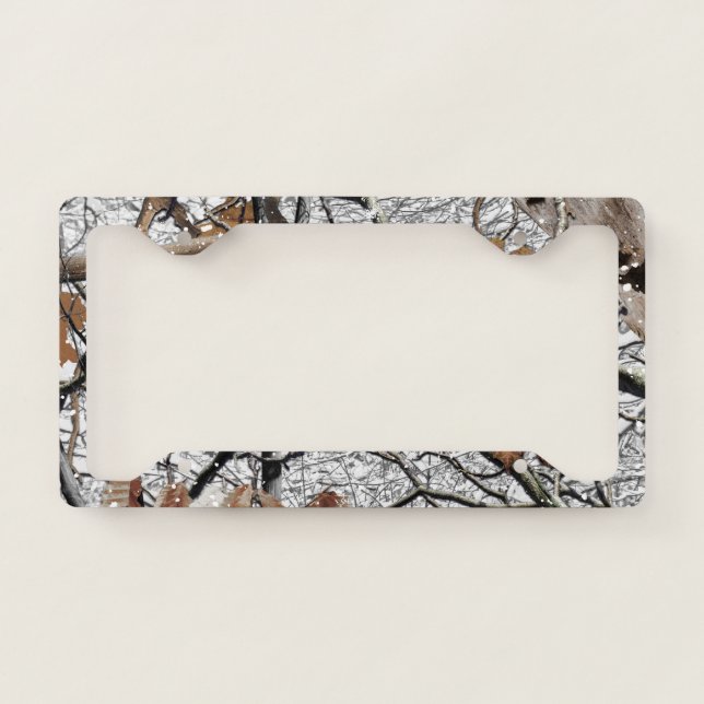 Hunting Camouflage Snow Pattern 2 License Plate Frame (Front)