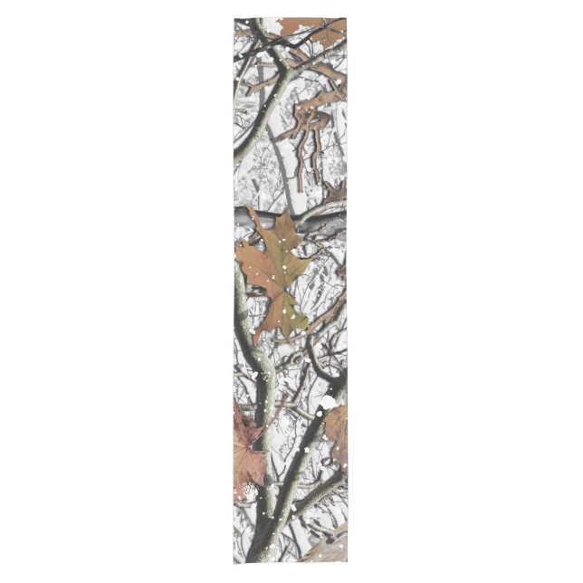 Hunting Camouflage Snow Pattern 2 Short Table Runner (Front)