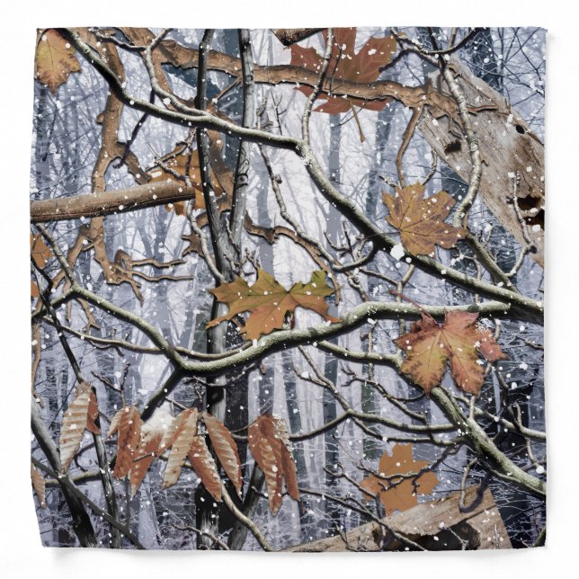Hunting Camouflage Snow Pattern 3 Bandana (Front)