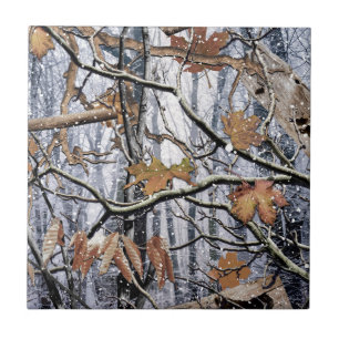 Hunting Camouflage Snow Pattern 3 Ceramic Tile