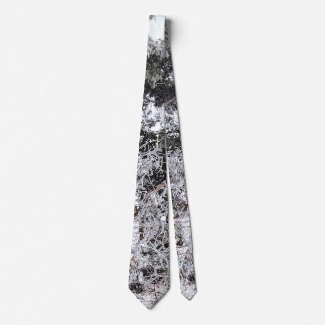 Hunting Camouflage Snow Pattern 4 Neck Tie (Front)