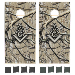Hunting Camouflage Square Compass 2 Cornhole Set