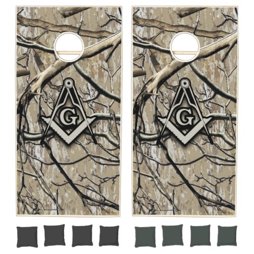 Hunting Camouflage Square Compass 2 Cornhole Set