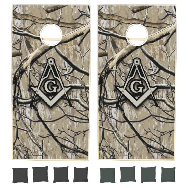 Hunting Camouflage Square Compass 2 Cornhole Set (Set)