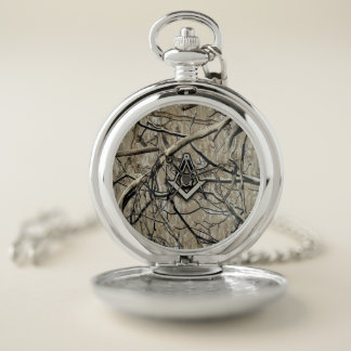 Hunting Camouflage Square Compass 2 Pocket Watch