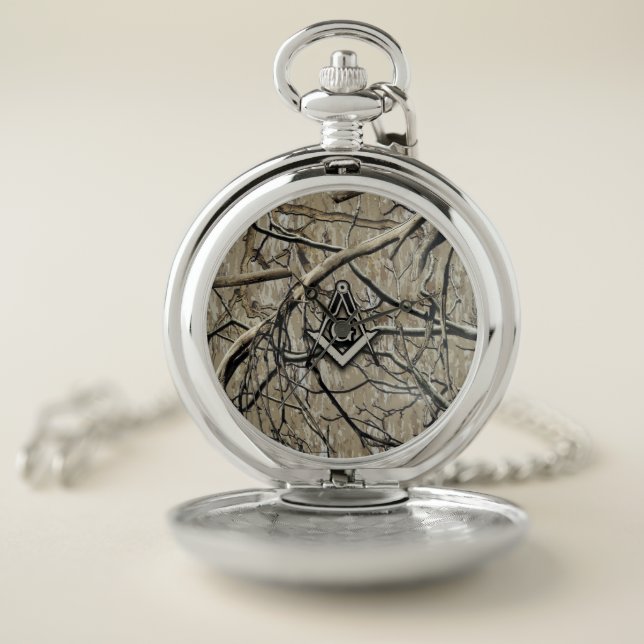 Hunting Camouflage Square Compass 2 Pocket Watch (Inside)