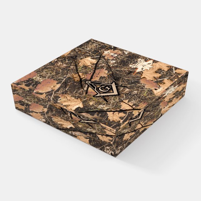 Hunting Camouflage Square Compass Paperweight (Angled)